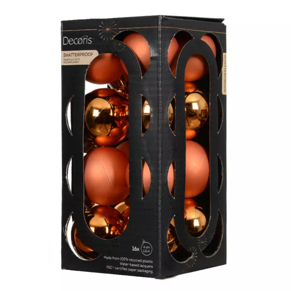 Lot de 16 boules de Noël (D40 mm) Aravis Orange