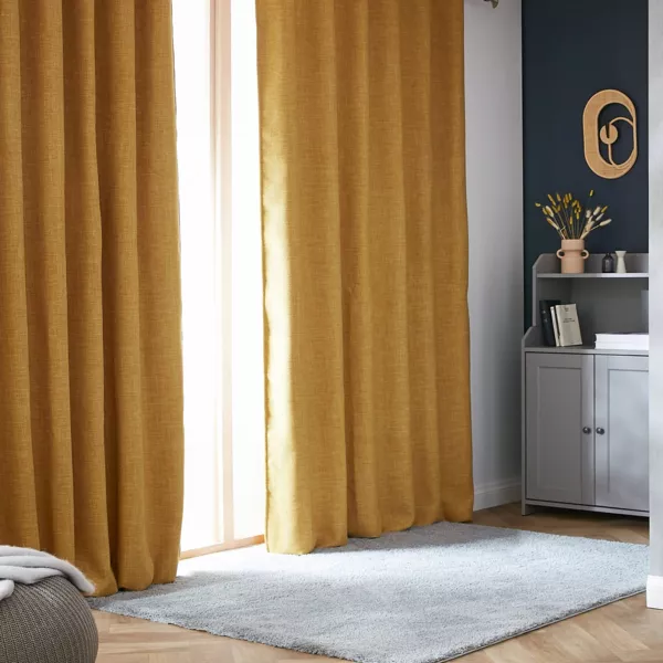Verduisterend thermisch gordijn met plooiband (180 x 260 cm) Alba Mosterdgeel