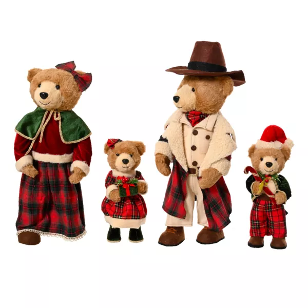 Dekorative Brenfamilie (H80 cm) Weihnachten von einst in Rotkaro