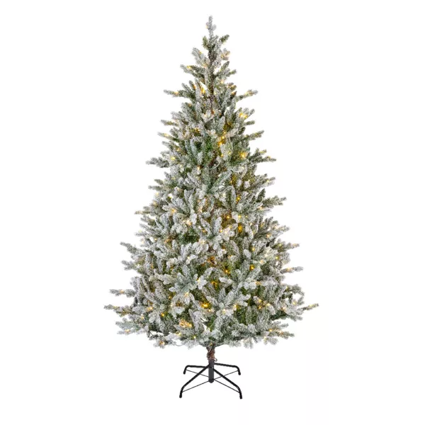 Sapin de Noël artificiel lumineux 560 LED H240 cm Allix Vert enneigé