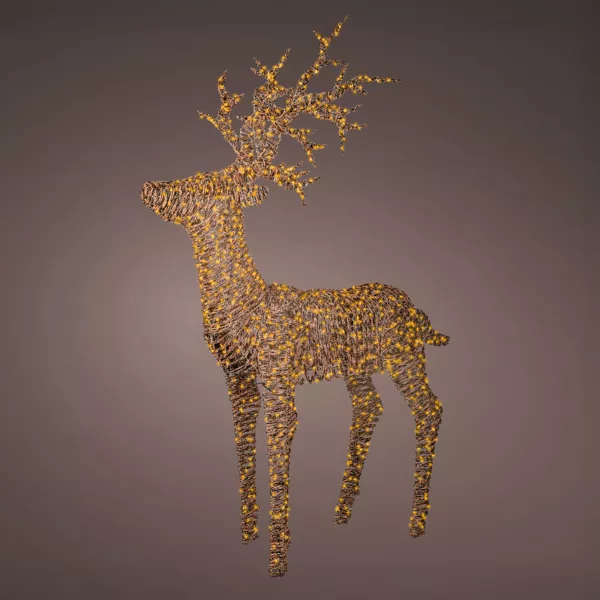 Lichtgevend rendier 1320 Micro LED (H180cm) Dan gevlochten hars Bruin Warm wit