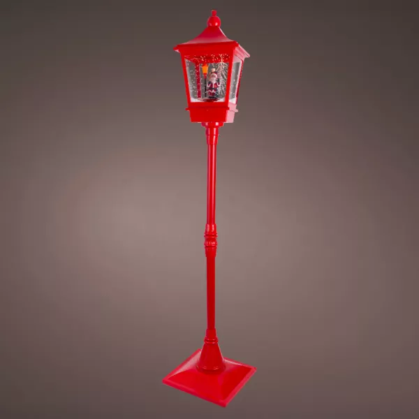 Lampadaire de Noël illuminé et animé 10 LED (H185 cm) Neige tombante Rouge