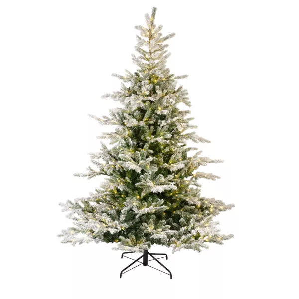 Sapin de Noël artificiel lumineux 550 LED H210 cm Glorious Vert enneigé
