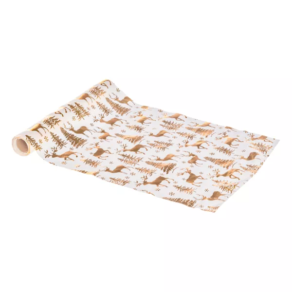 Runner da tavola (300 x 28 cm) Cervo e foresta Oro