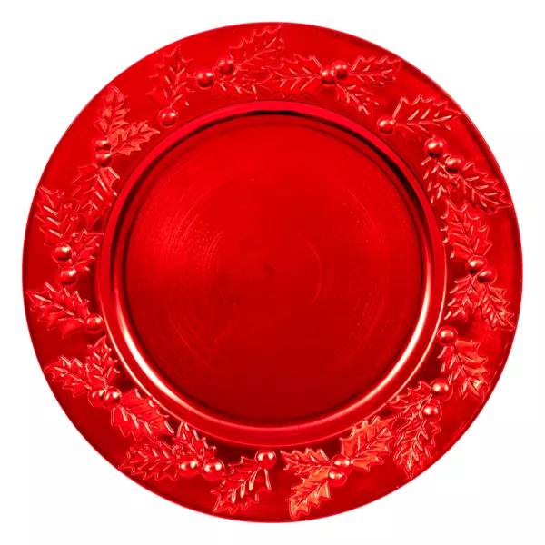 Lot de 12 dessous d'assiette Houx de Noël Rouge
