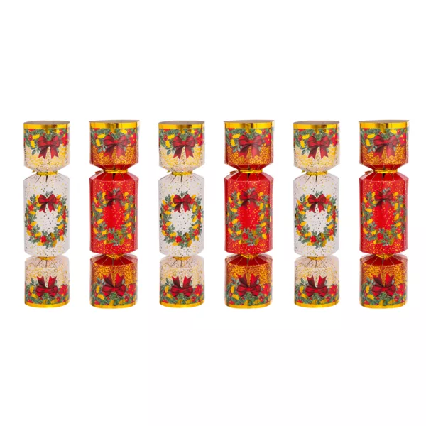 Set van 6 Kerst crackers Festiviteiten Rood en Wit