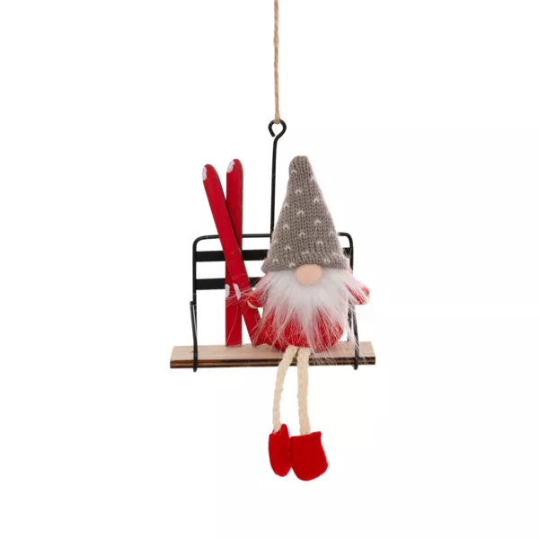 Suspension de Noël (H19 cm) Lutin sur télésiège