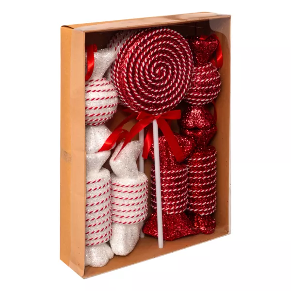 Lot de 8 bonbons Géants (H38 cm) Sucreries festives Rouge et Blanc