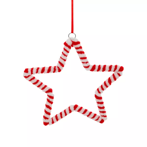 Adorno de Navidad colgante de metal (D15 cm) Estrella de caramelo Rojo y blanco