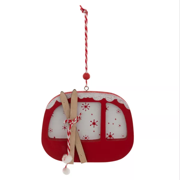 Suspension de Noël en bois (H12,5 cm) Télécabine de Savoie Rouge