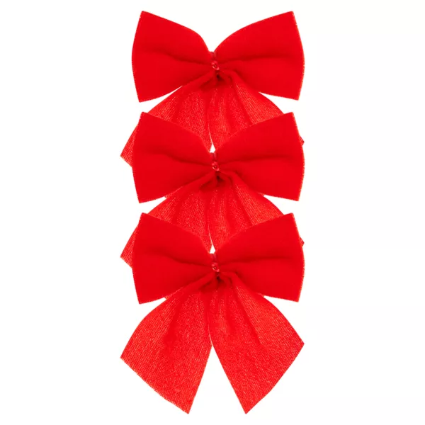 Lot de 3 noeuds de Noël (H9 cm) Pimlico velours Rouge