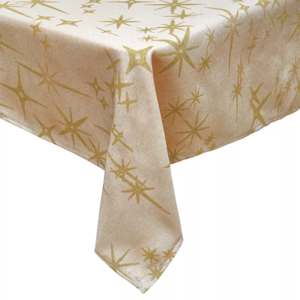 Rektangulært juledug (360 x 140 cm) Celestial Stars Beige og guld