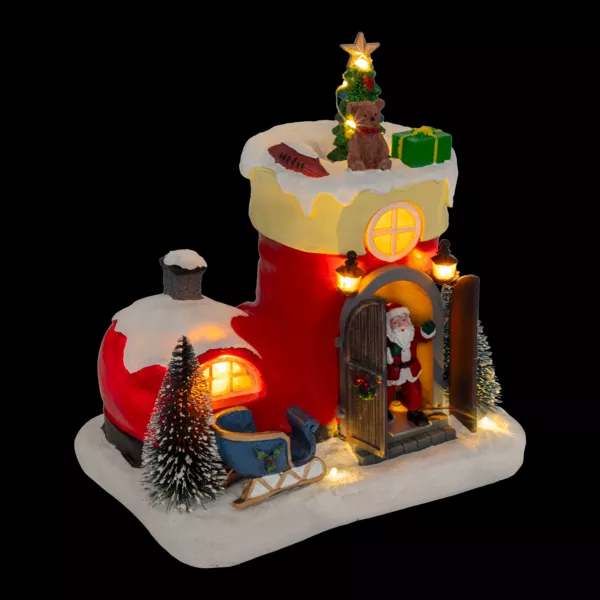 Animierte und musikalische Szene (H22 cm) Weihnachtsmannstiefel