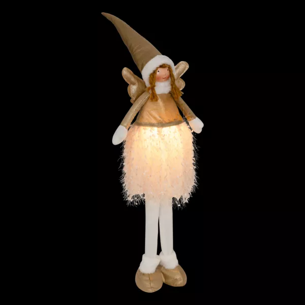Ángel de Navidad luminoso a pilas (H95 cm) Hada luna telescópica Dorada