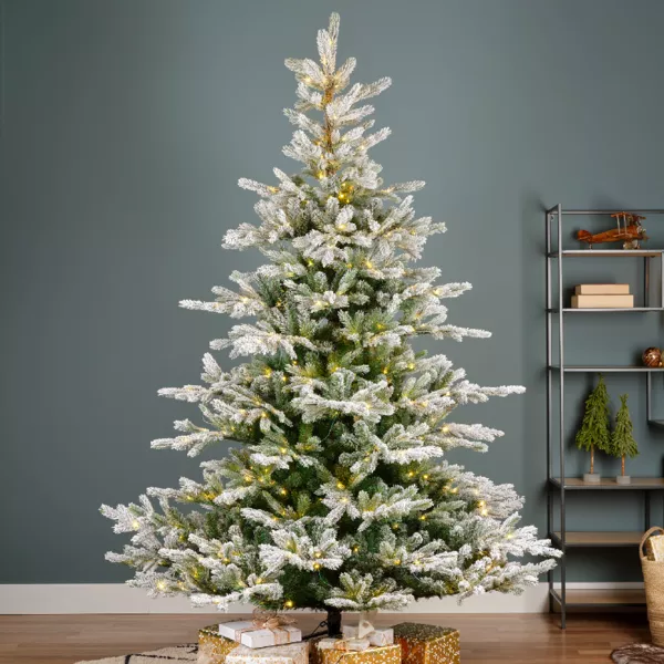 Sapin de Noël artificiel lumineux 700 LED H240 cm Glorious Vert enneigé