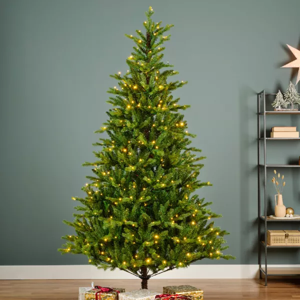 Sapin de Noël artificiel lumineux 430 LED H210 cm Allix Vert sapin