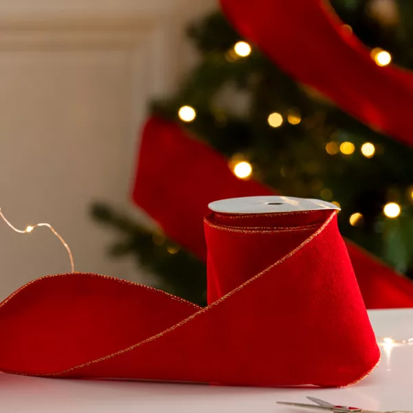 Guirlande de Noël ruban (500 cm) Velours Rouge