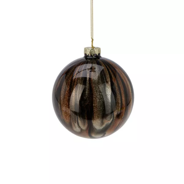 Lot de 9 boules de Noël en verre (D100 mm) New York Brun scintillant