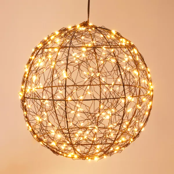 Suspension lumineuse 300 micro LED (D25 cm) Lueur Polaire Noir et Blanc chaud