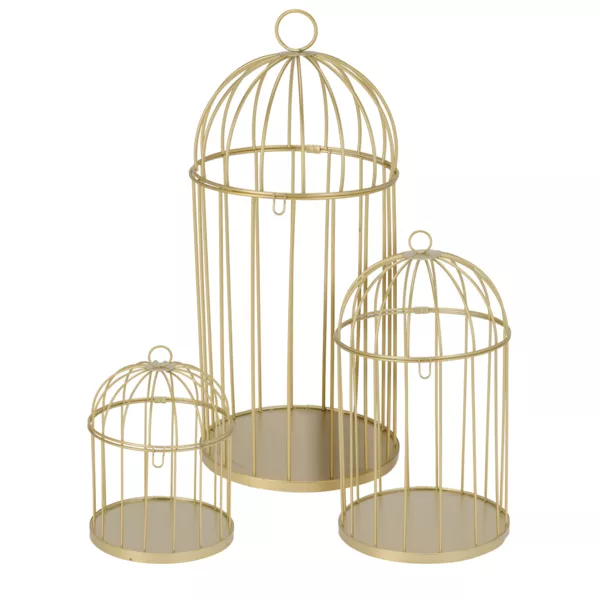 Set van 3 vogelkooien (H41 cm) Christmas Chic Goud