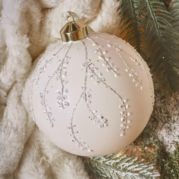 Boule de Noël en verre (D120 mm) Tombée de neige Blanc