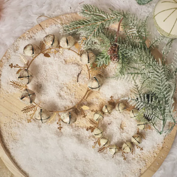 Lot de 2 suspensions en métal (D19 cm) Couronne de clochettes Perle