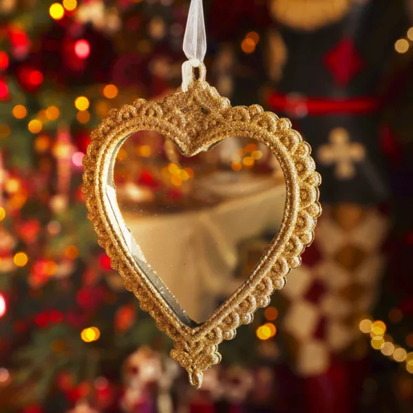 Decorazione natalizia sospesa (H14 cm) Cuore bohmien Oro