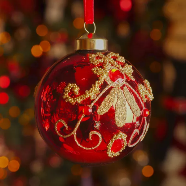 Set di 3 palline di Natale in vetro (D80 mm) Palazzo Rosso