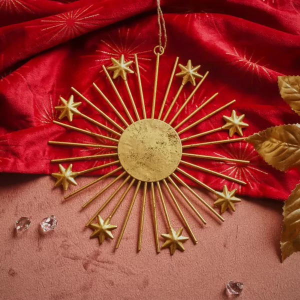 Decorazione natalizia da appendere in metallo (D15 cm) Luce di stelle Oro