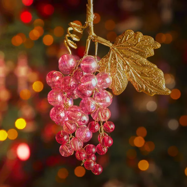 Suspension de Noël (H11 cm) Grappe givré Figue et or