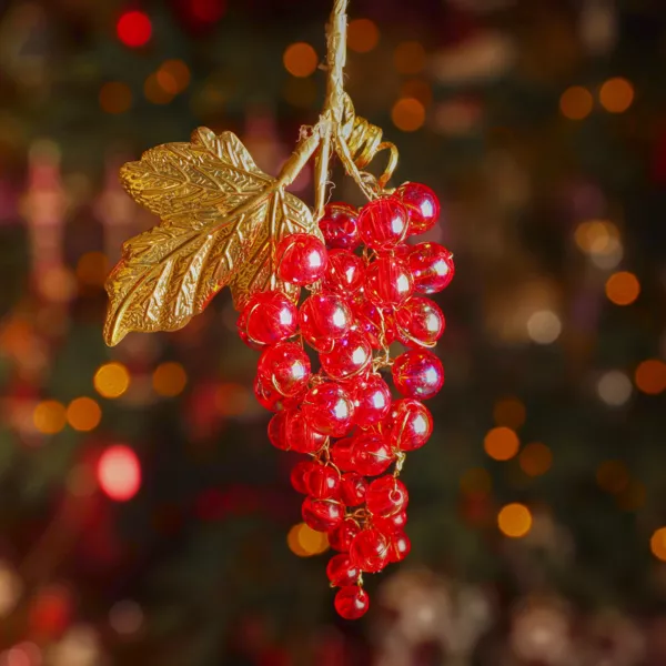 Kersthanger (H11 cm) Vorstige Tros Rood en goud