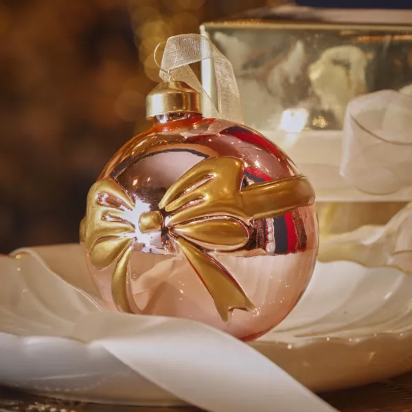 Lote de 3 bolas de Navidad de vidrio (D80 mm) Scarlette Rosa