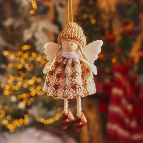 Suspension de Noël (H13 cm) Ange Isy Marron