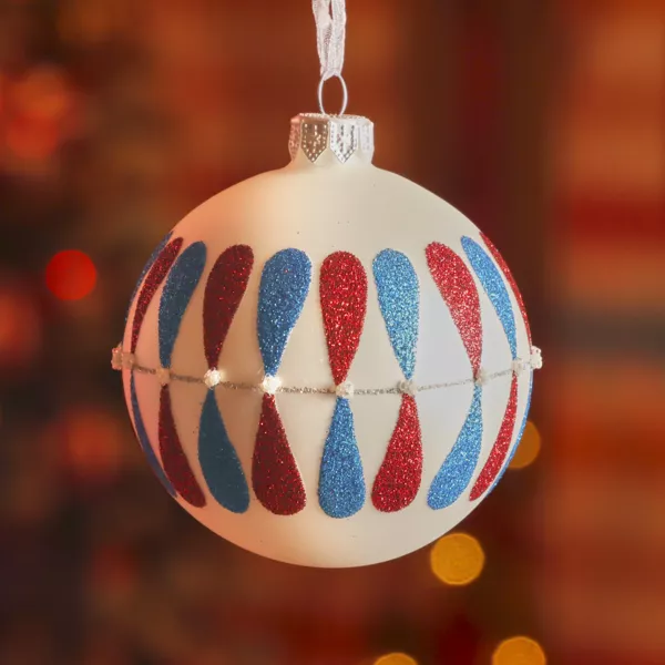 Set di 6 palline di Natale in vetro (D80 mm) Gocce colorate Bianco