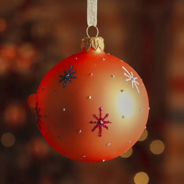 Lot de 6 boules de Noël en verre (D80 mm) Etoiles du monde Orange