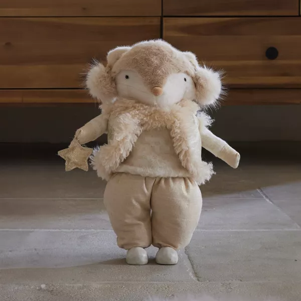 Renard de Noël debout (H41 cm) Etoile scandinave dorée