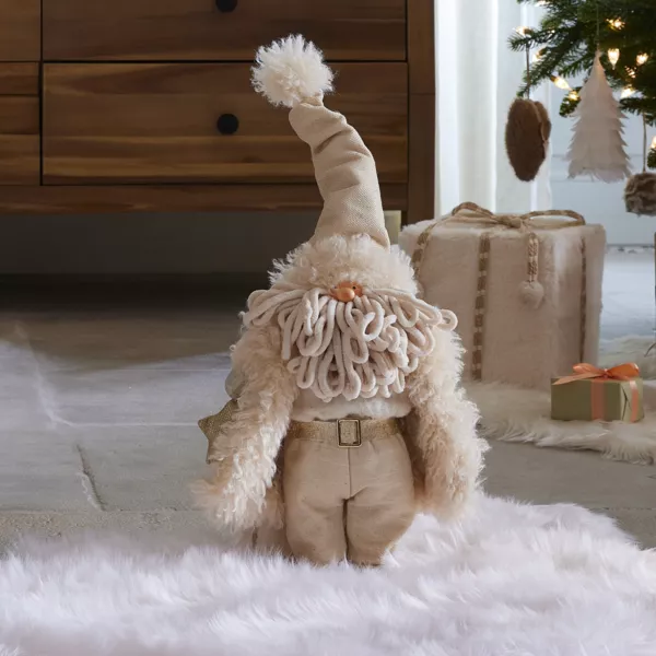 Père Noël décoratif debout (H48 cm) Etoile scandinave dorée
