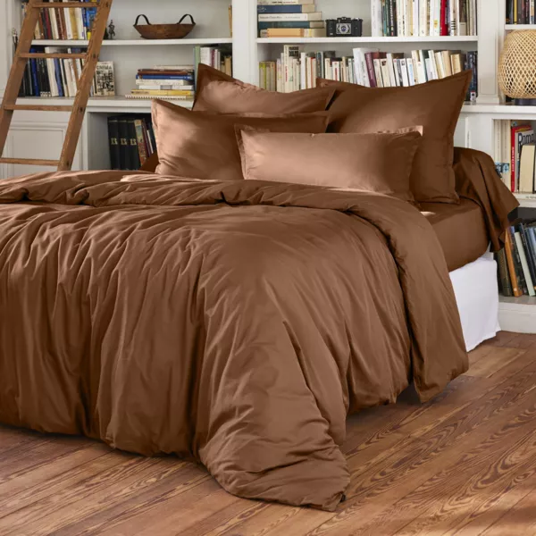 Housse de couette percale de coton (200 x 200 cm) Cali Marron chocolat