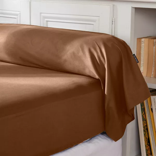 Taie de traversin percale de coton (L185 cm) Cali Marron chocolat