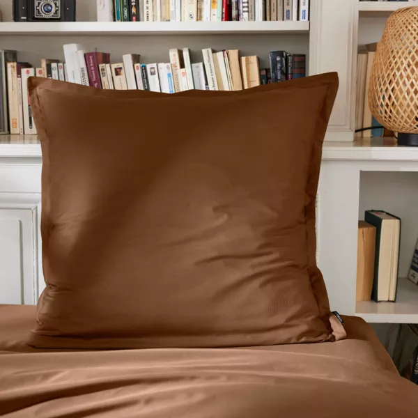 Funda de almohada cuadrada de percal de algodón (65 cm) Cali Chocolate