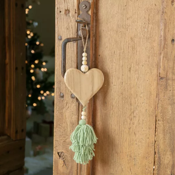 Houten Kerstophanging (H25 cm) Houten Hart Matcha Groen
