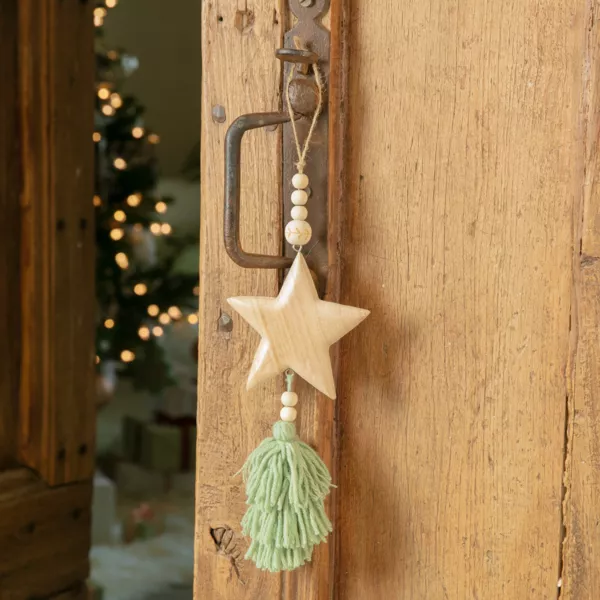 Houten Kerstophanging (H25 cm) Houten Ster Groen