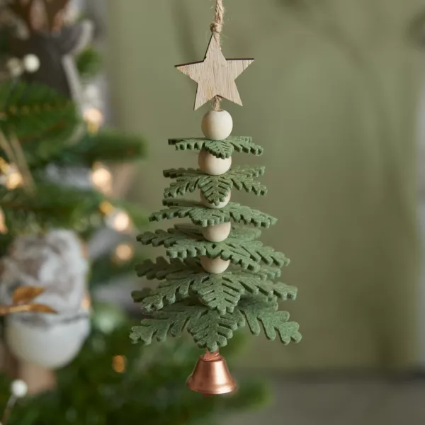 Suspension de Noël en feutrine (H17 cm) Sapin enchanté Vert sapin