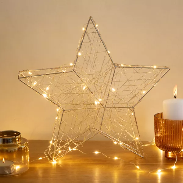 Estrella luminosa Clissy a pilas Blanco cálido 30 LED