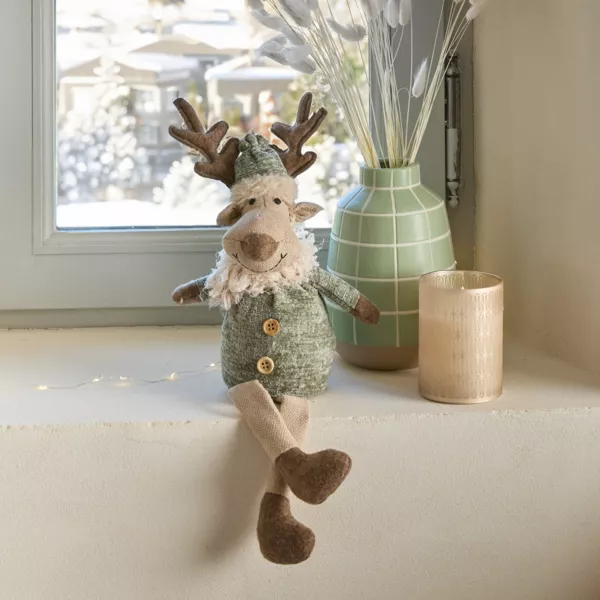 Renne de Noël à asseoir (H38 cm) Monsieur Chic Beige