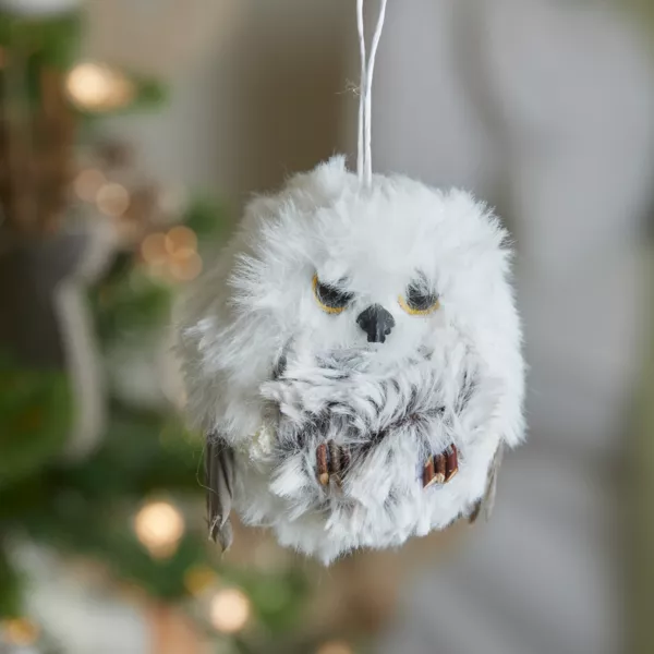 Suspension de Noël (H6 cm) Chouette d'hiver Fourrure grise