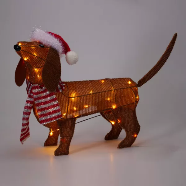 Chien lumineux 40 LED (H43 cm) Gabriel le Teckel Marron