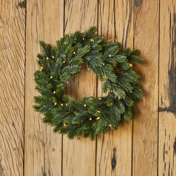 Couronne de Noël lumineuse (D50 cm) Glorious Vert et blanc chaud