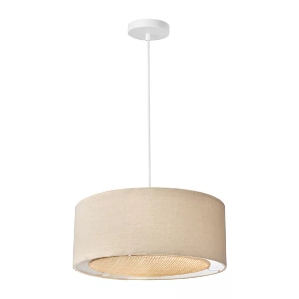 Suspension lin et bambou (D35 cm) Ambre Beige