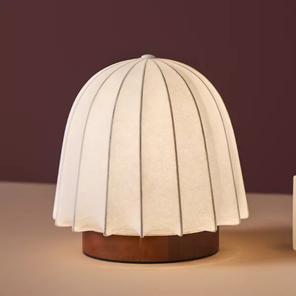Lampe à poser en Tissu et Métal (H19 cm) Marcel Marron